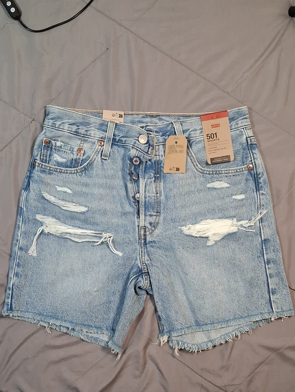 Levi's Light Blue Distressed 501 Women's Jean Shorts